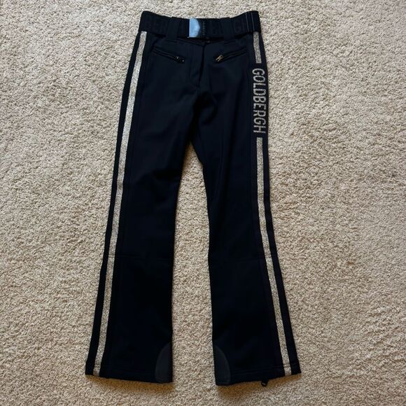 Goldbergh Cher Ski Pants Pippa Ski Pants Black Gold Logo Waterproof US 8 - Picture 10 of 12